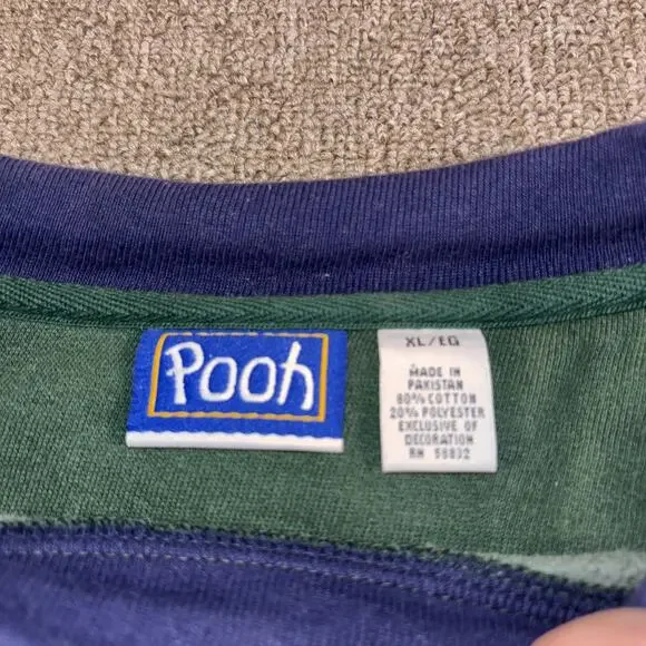 Vintage Tigger Pooh Embroidered Sweatshirt Green 90s XL - Picture 4 of 7